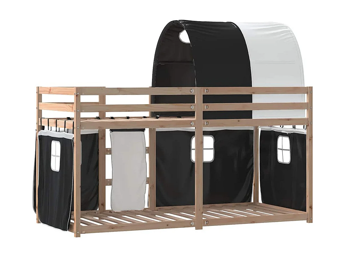 Letto a Castello senza Materasso Bianco e Nero 75x190 cm inPino