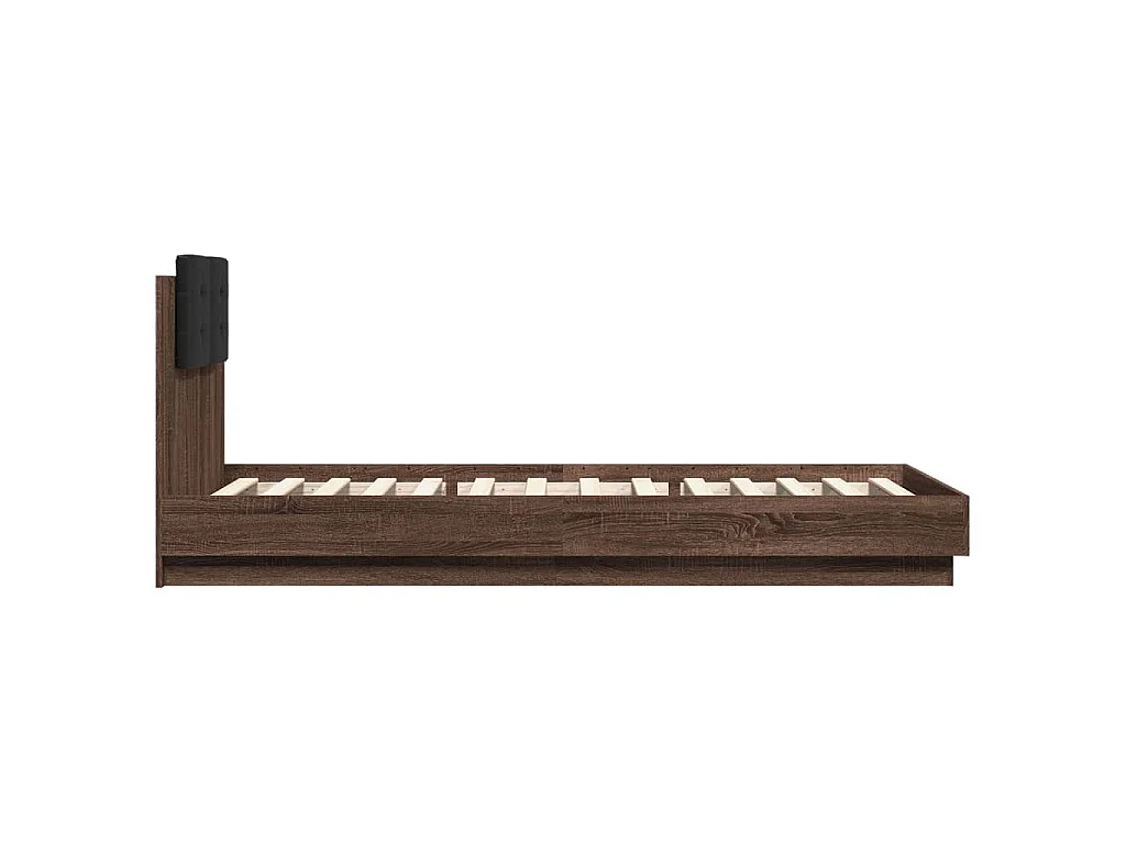 Cadre de lit avec LED sans matelas chêne marron 90x200 cm