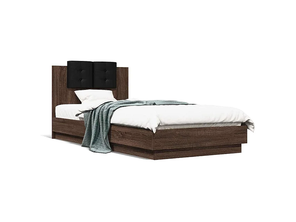 Cadre de lit avec LED sans matelas chêne marron 90x200 cm