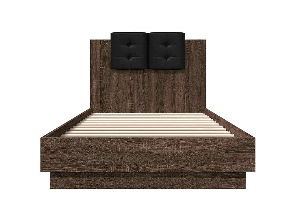 Cadre de lit avec LED sans matelas chêne marron 90x200 cm
