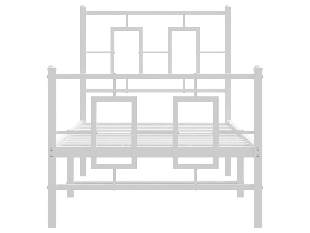 Bettgestell mit Kopf- und Fußteil Metall Weiß 75x190 cm