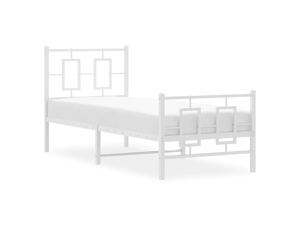 Giroletto con Testiera e Pediera Metallo Bianco 75x190 cm