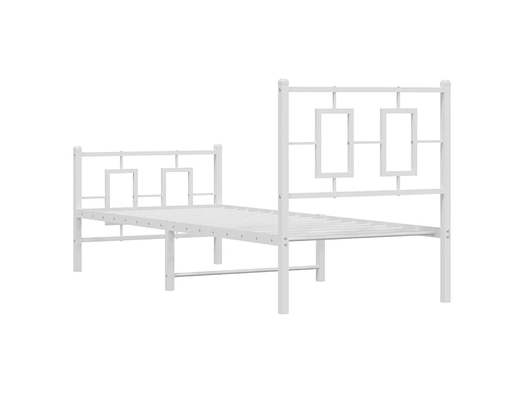 Giroletto con Testiera e Pediera Metallo Bianco 75x190 cm
