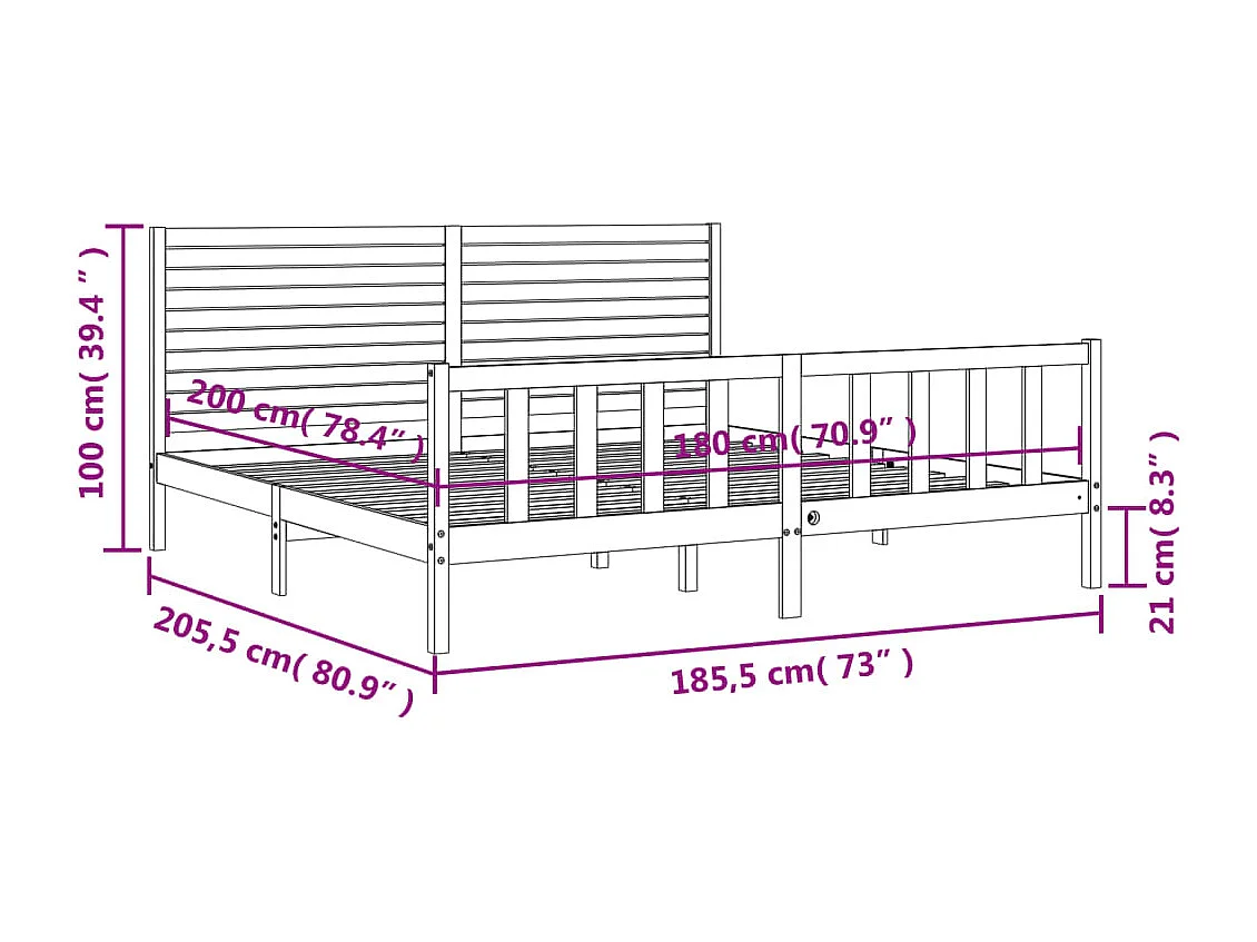 Giroletto Testiera Bianco Super King Size in Legno Massello