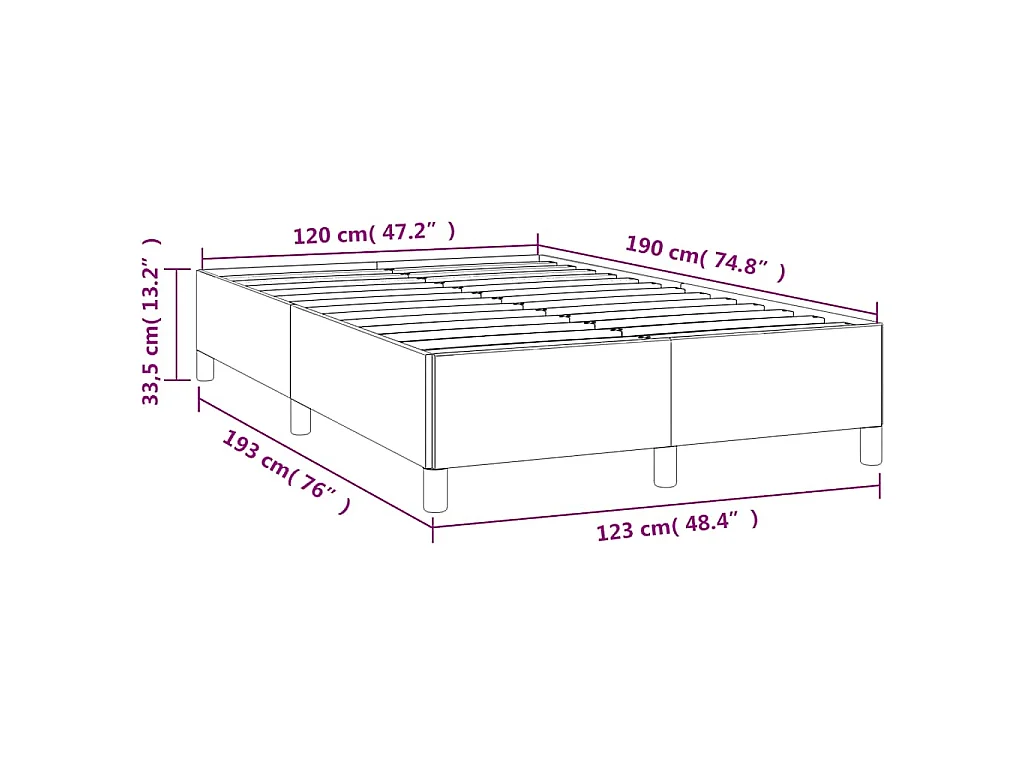 Cadre de lit sans matelas noir 120x190 cm similicuir