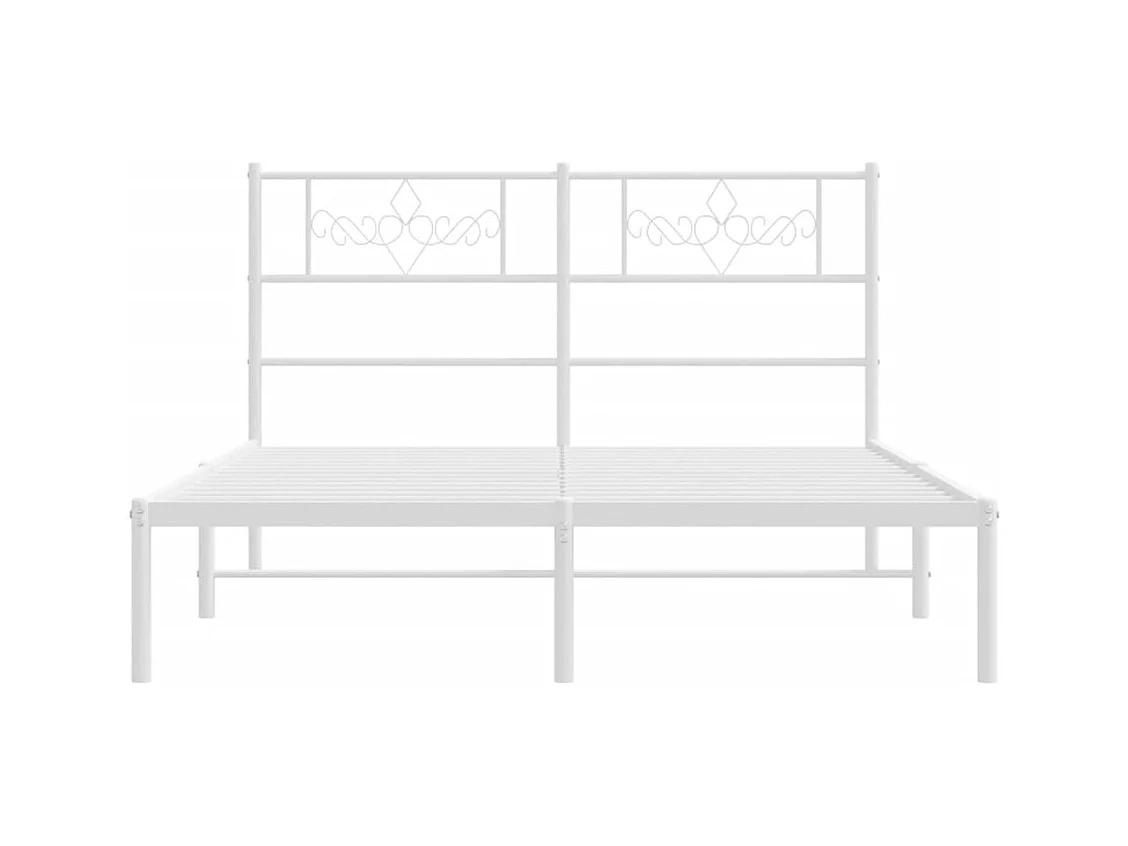 Cadre de lit métal sans matelas et tête de lit blanc 140x200 cm