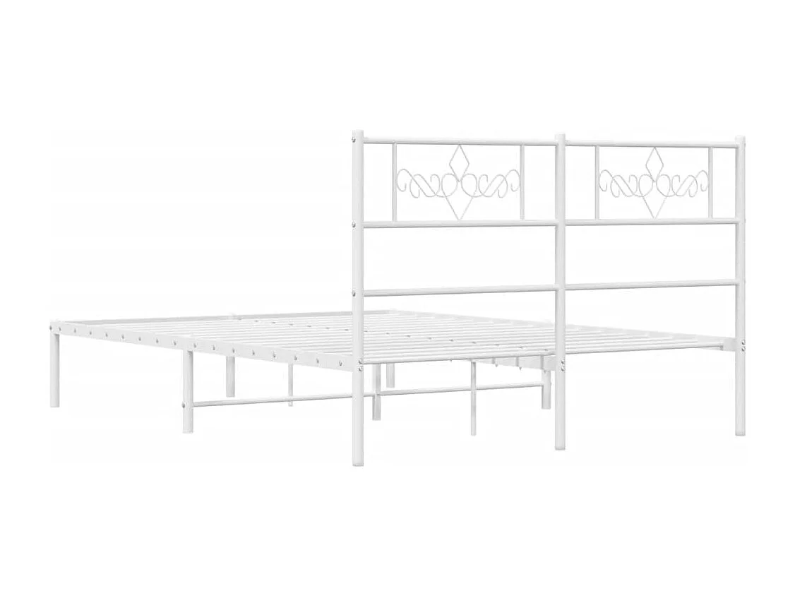 Bettgestell mit Kopfteil Metall Weiß 140x200 cm
