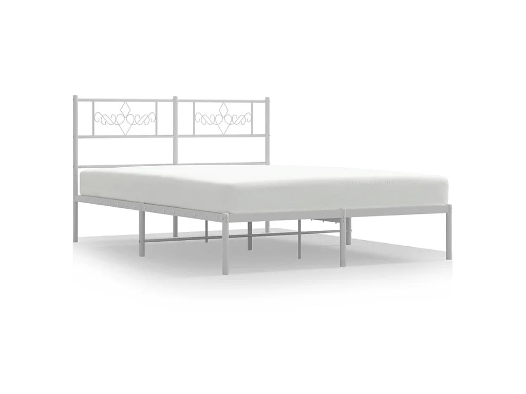Bedframe met hoofdbord metaal wit 140x200 cm
