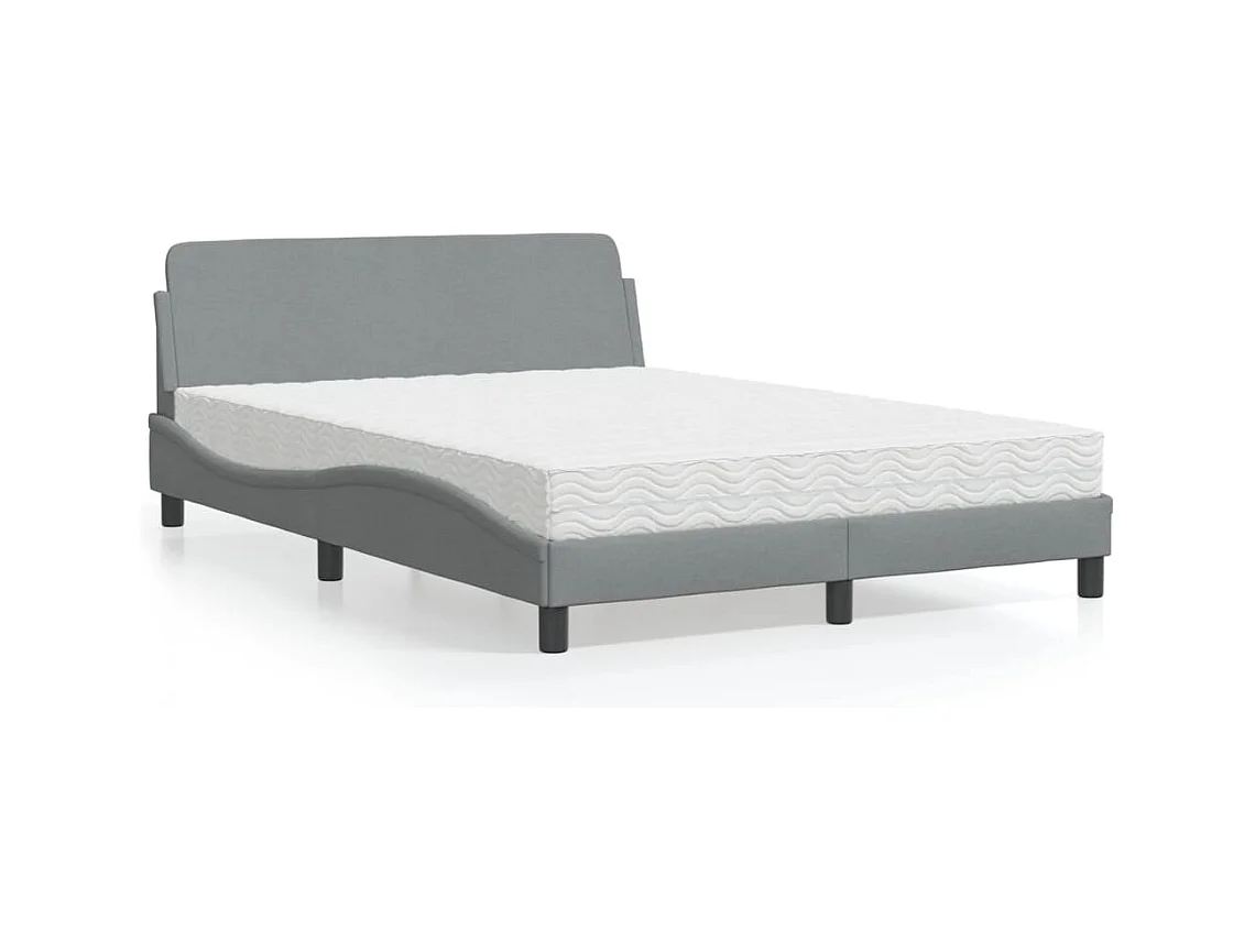 Lit avec matelas gris clair 140x190 cm tissu