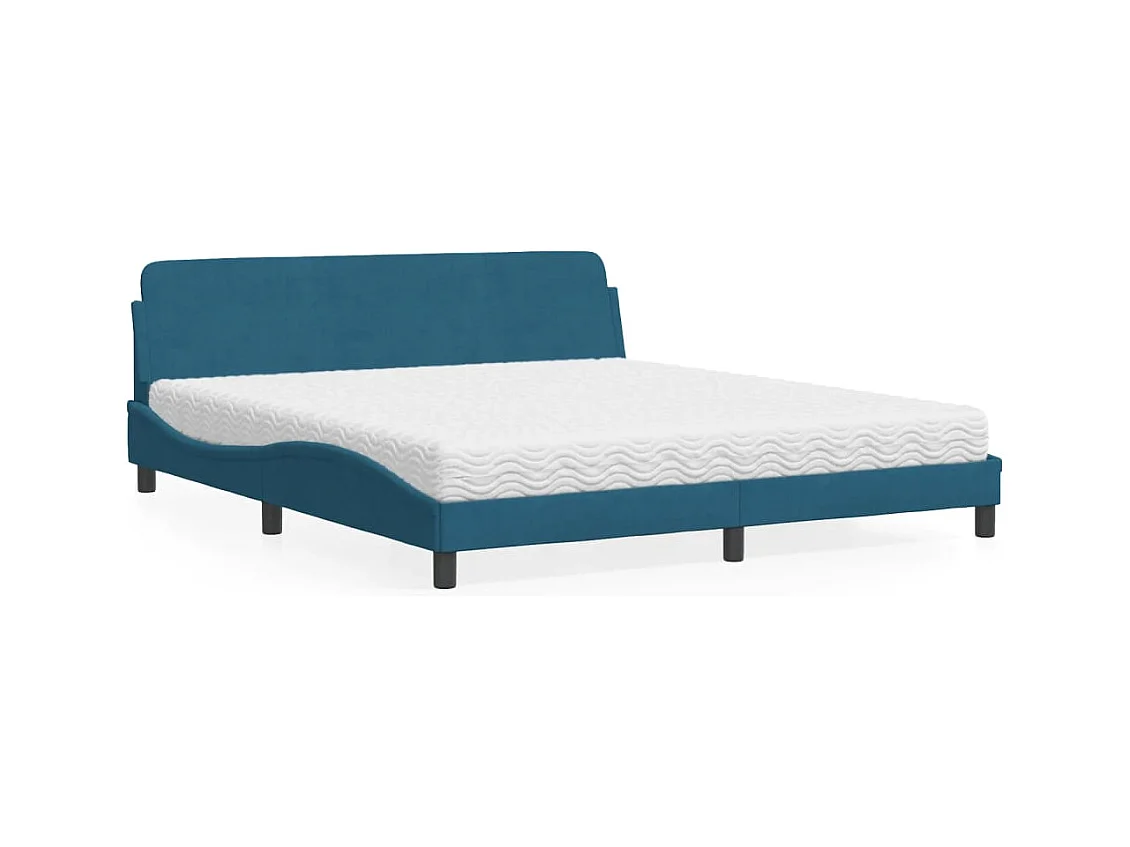 Lit avec matelas bleu 180x200 cm velours