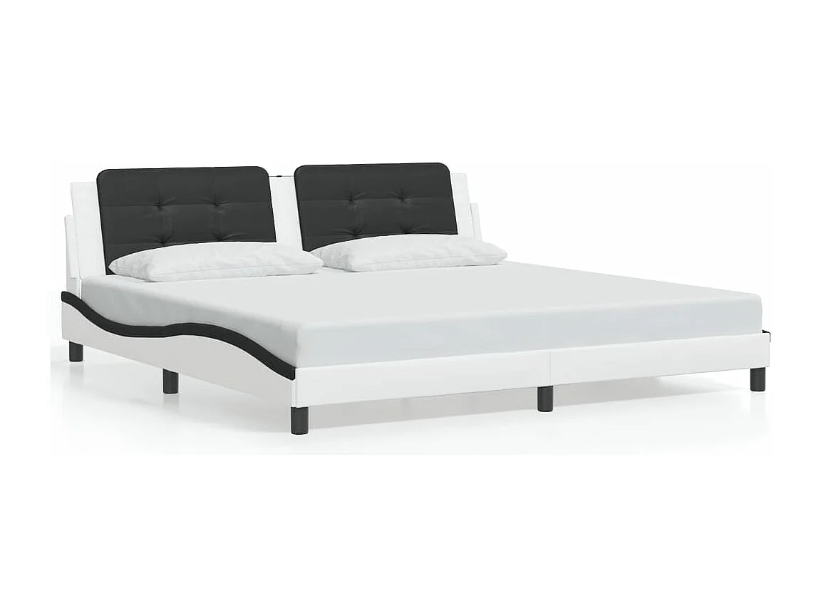 Estrutura de cama com LED sem colchão Zadar 200x200cm branco/preto