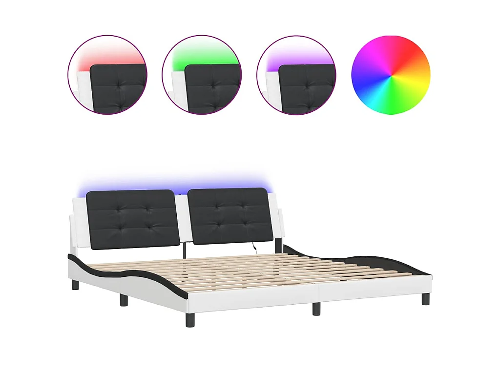 Bedframe met LED zonder matras "Zadar" wit en zwart 200x200 cm