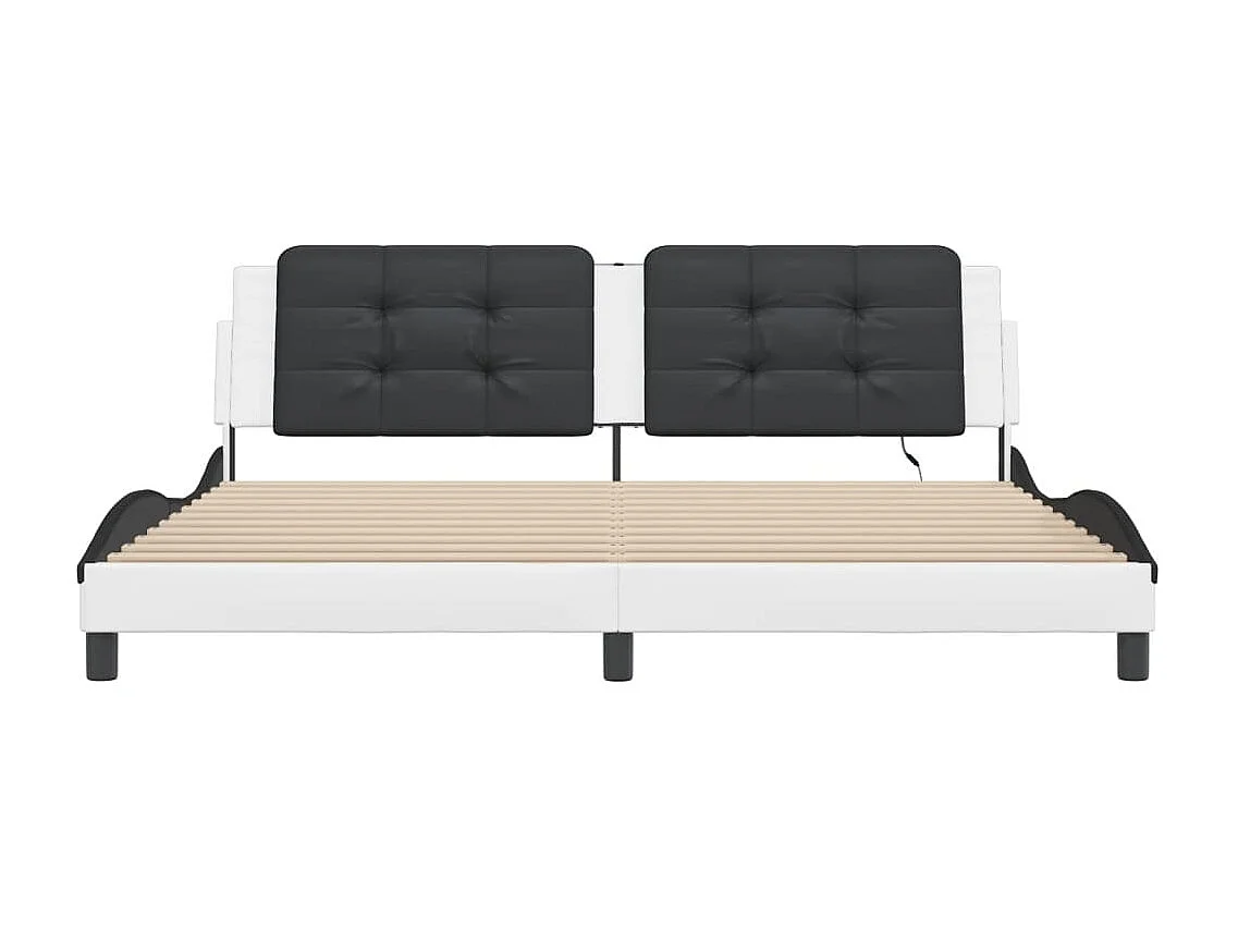 Bedframe met LED zonder matras "Zadar" wit en zwart 200x200 cm