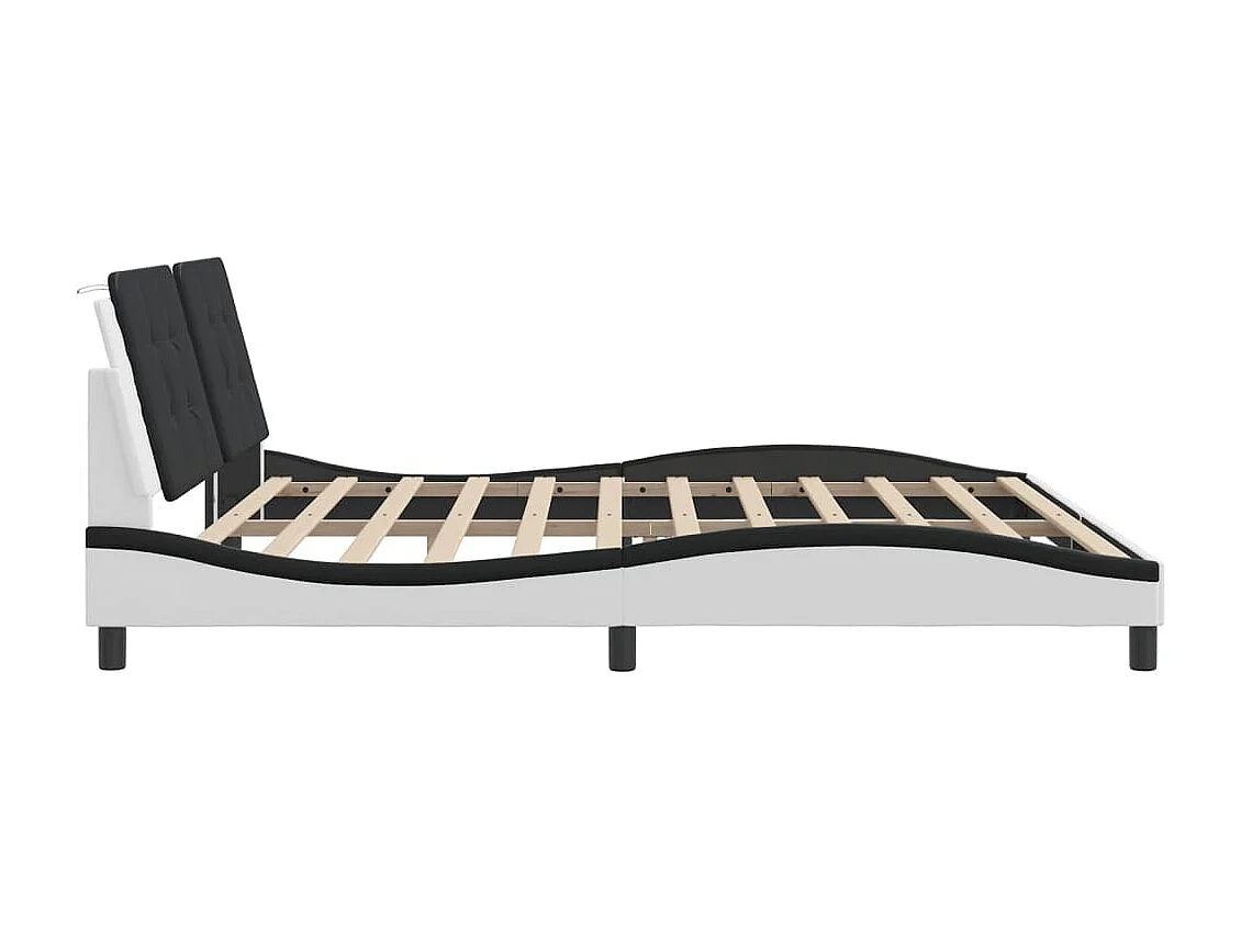 Bedframe met LED zonder matras "Zadar" wit en zwart 200x200 cm