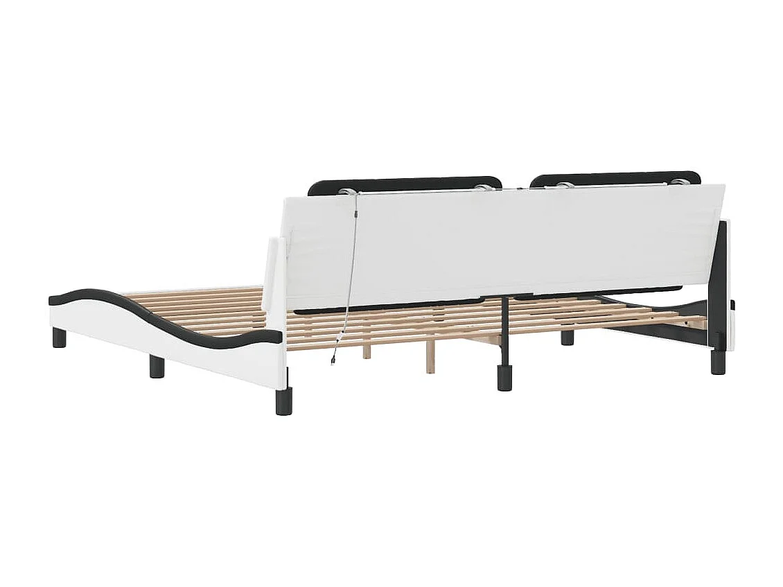 Bedframe met LED zonder matras "Zadar" wit en zwart 200x200 cm