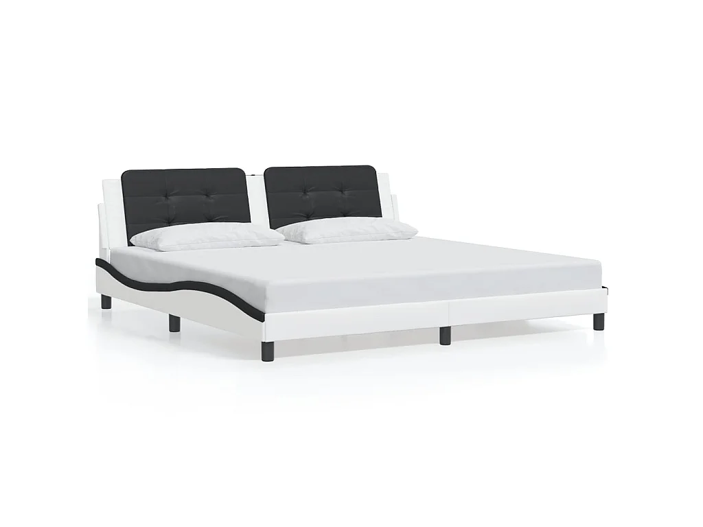 Bedframe met LED zonder matras "Zadar" wit en zwart 200x200 cm