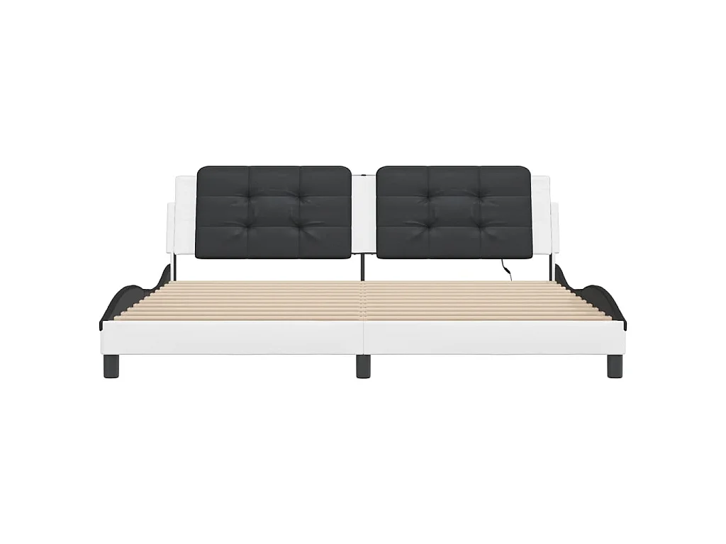 Bedframe met LED zonder matras "Zadar" wit en zwart 200x200 cm