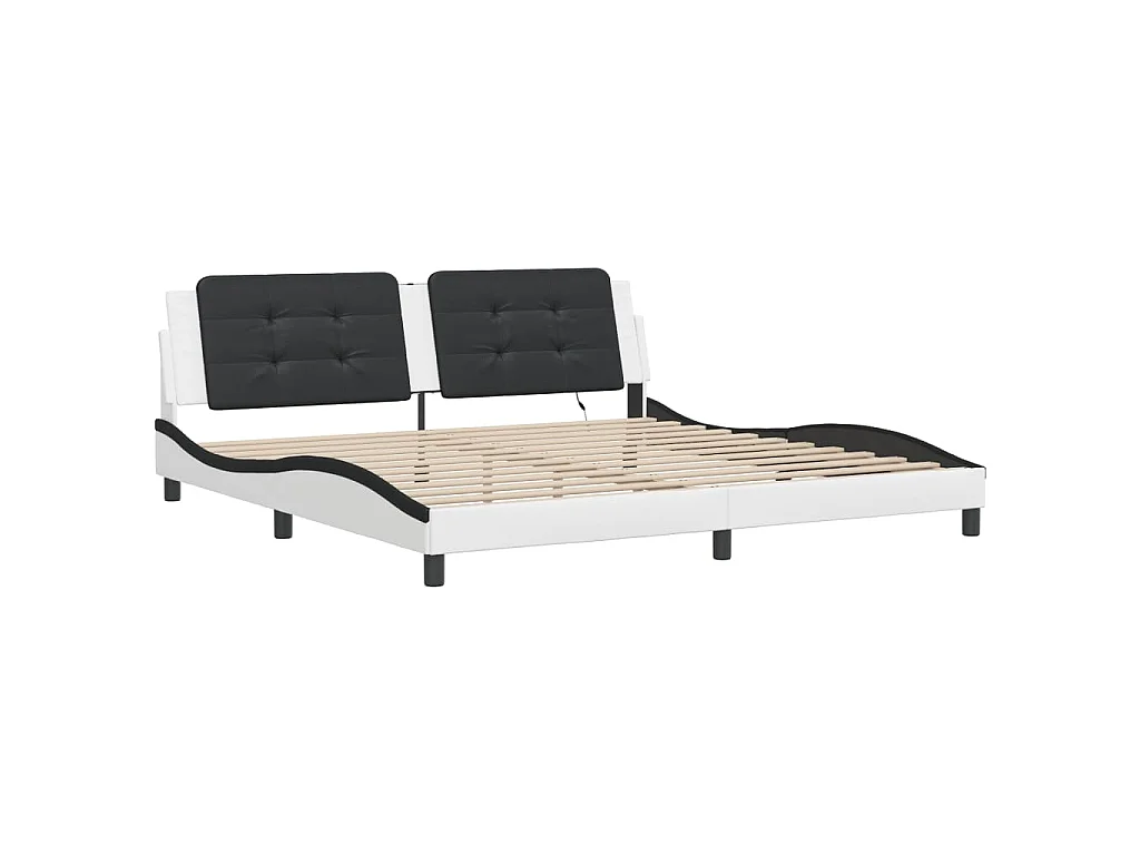 Cadre de lit avec LED sans matelas Zadar blanc et noir 200x200 cm