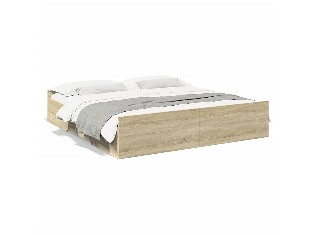 Cadre de lit avec tiroirs sans matelas chêne sonoma 180x200 cm
