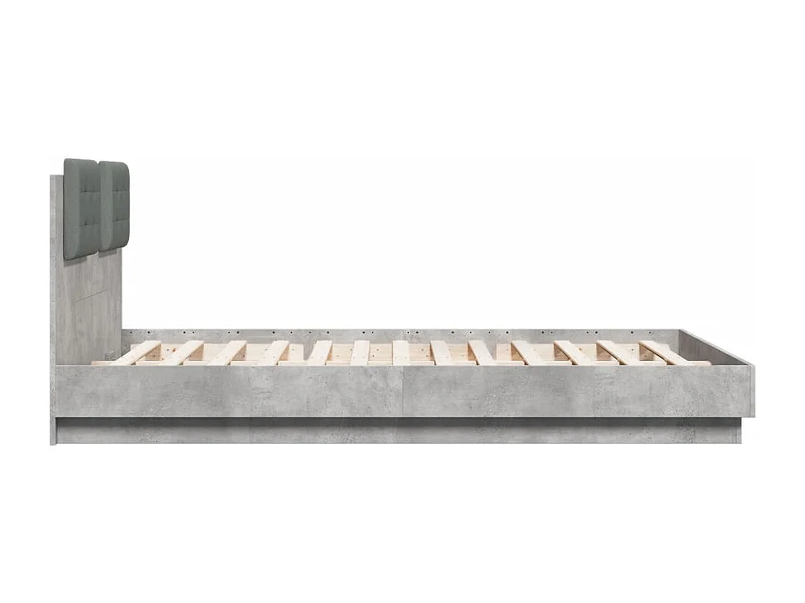 Cadre de lit avec LED sans matelas gris béton 150x200 cm
