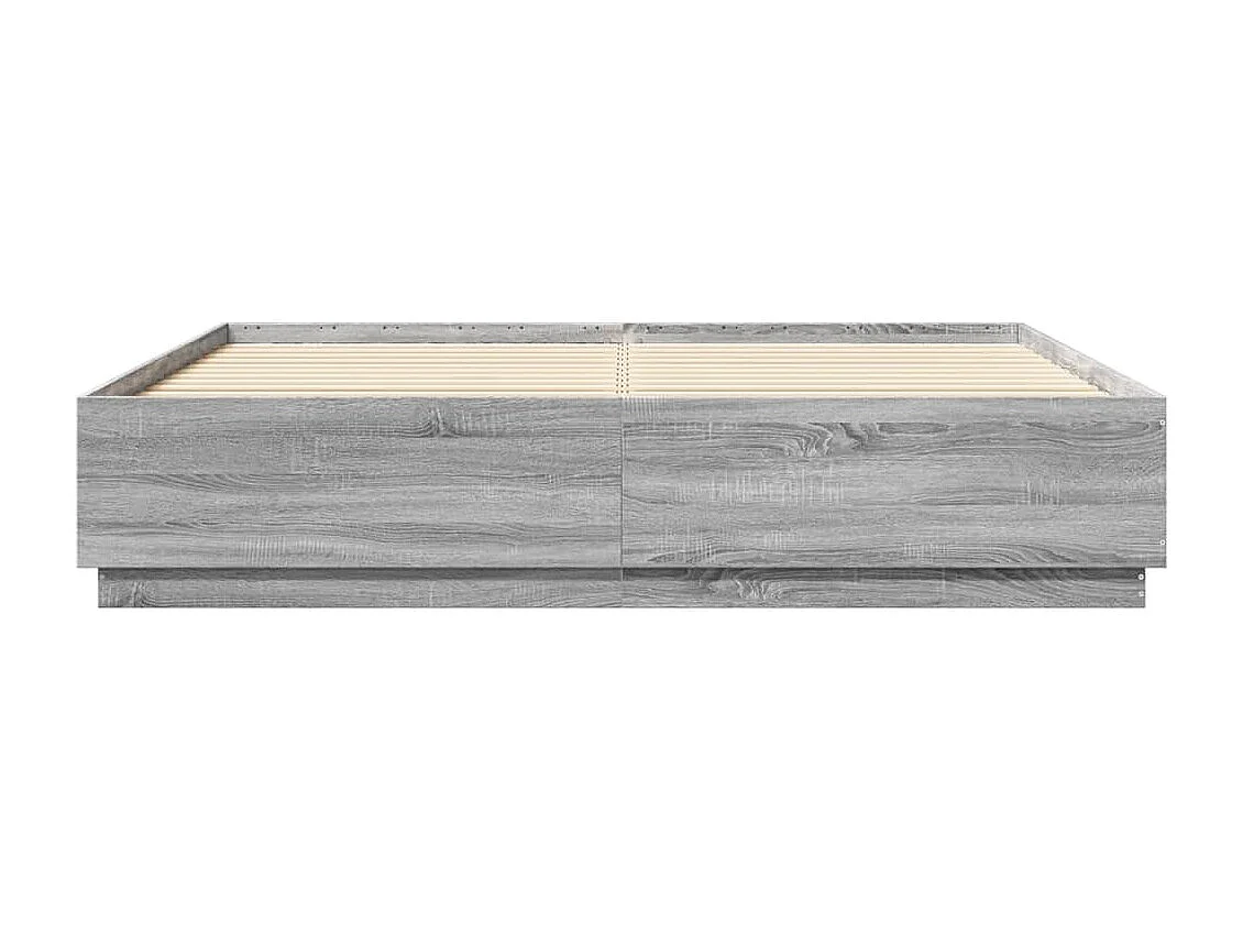 Bettgestell mit LED Grau Sonoma 180x200 cm Holzwerkstoff