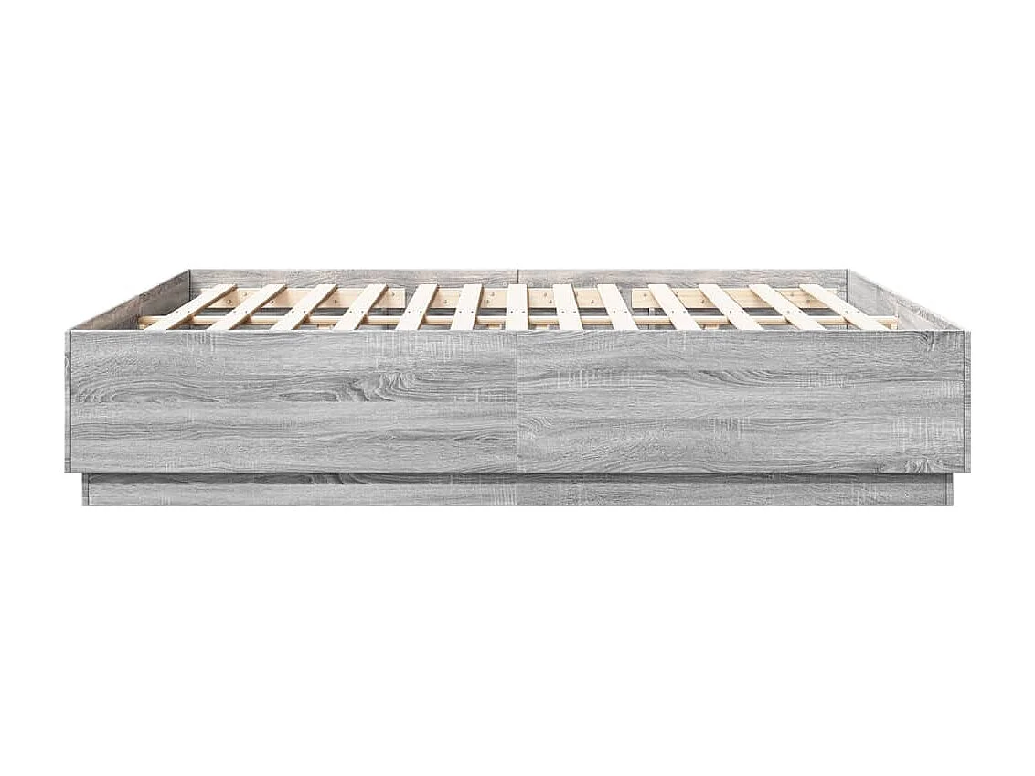 Bettgestell mit LED Grau Sonoma 180x200 cm Holzwerkstoff