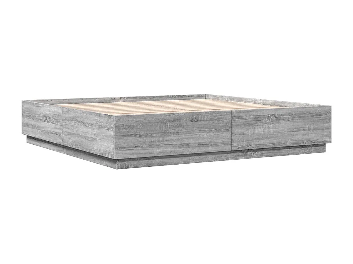 Bettgestell mit LED Grau Sonoma 180x200 cm Holzwerkstoff