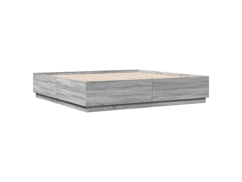 Cadre de lit avec LED sans matelas sonoma gris 180x200 cm