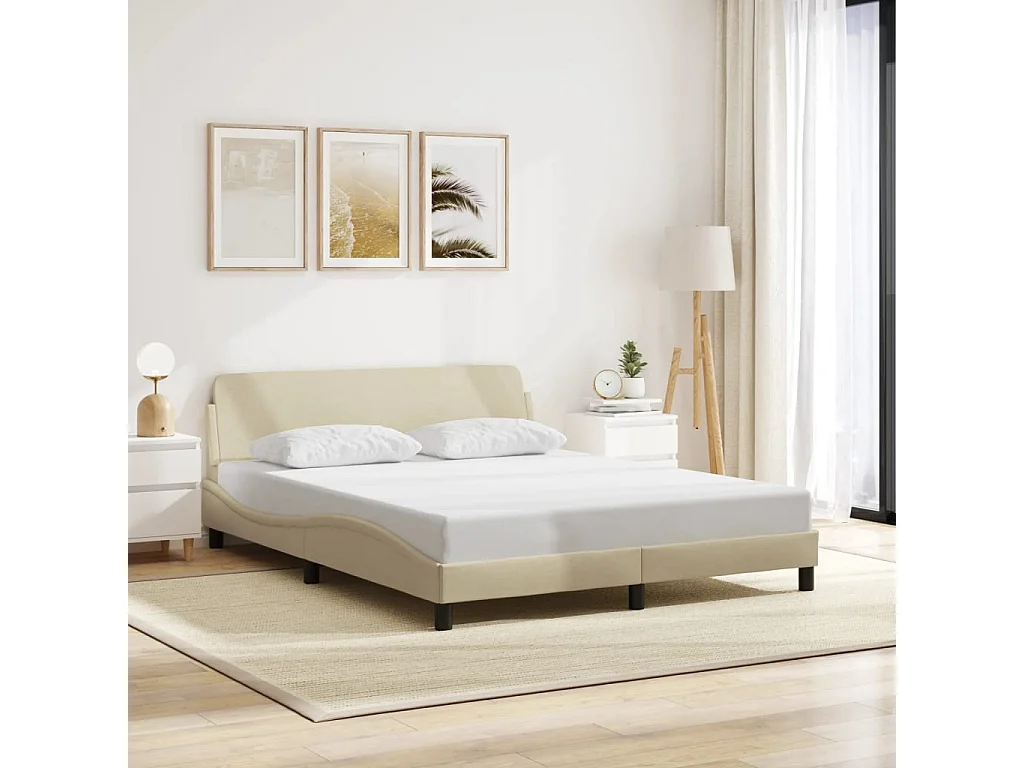 Estrutura de cama Dover 160x200 cm tecido cor creme