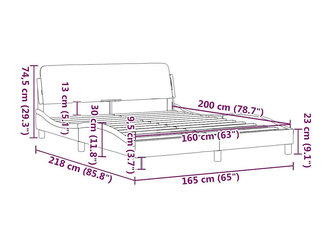 Estrutura de cama Dover 160x200 cm tecido cor creme