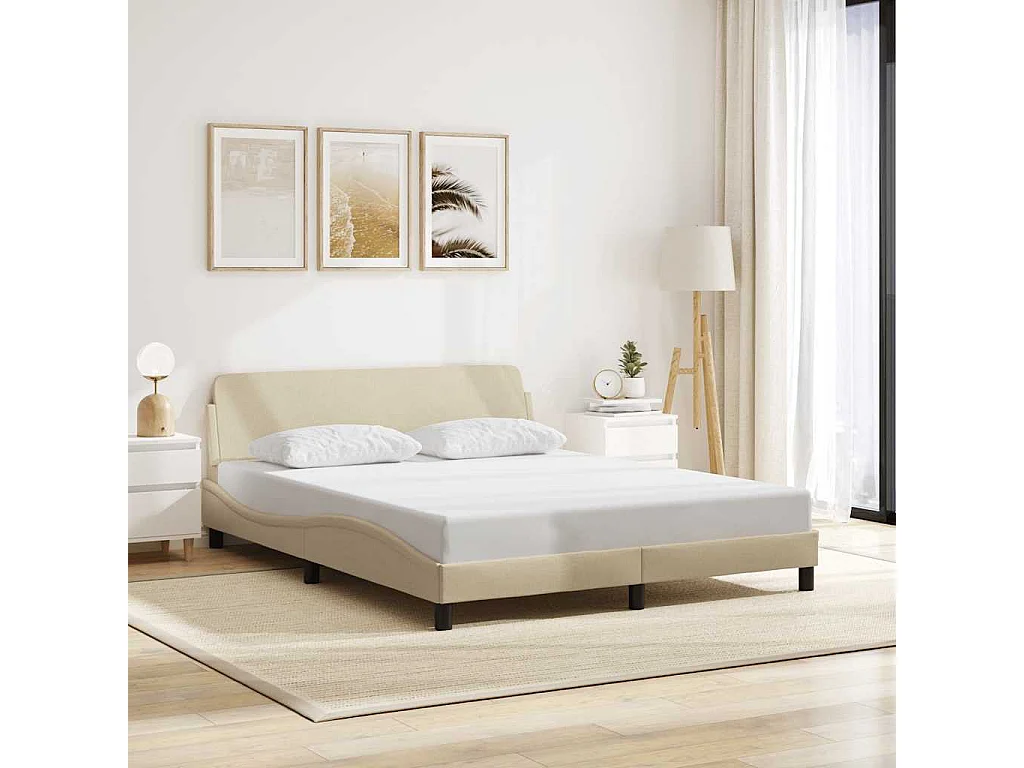 Estructura de cama Dover tela color crema 160x200 cm