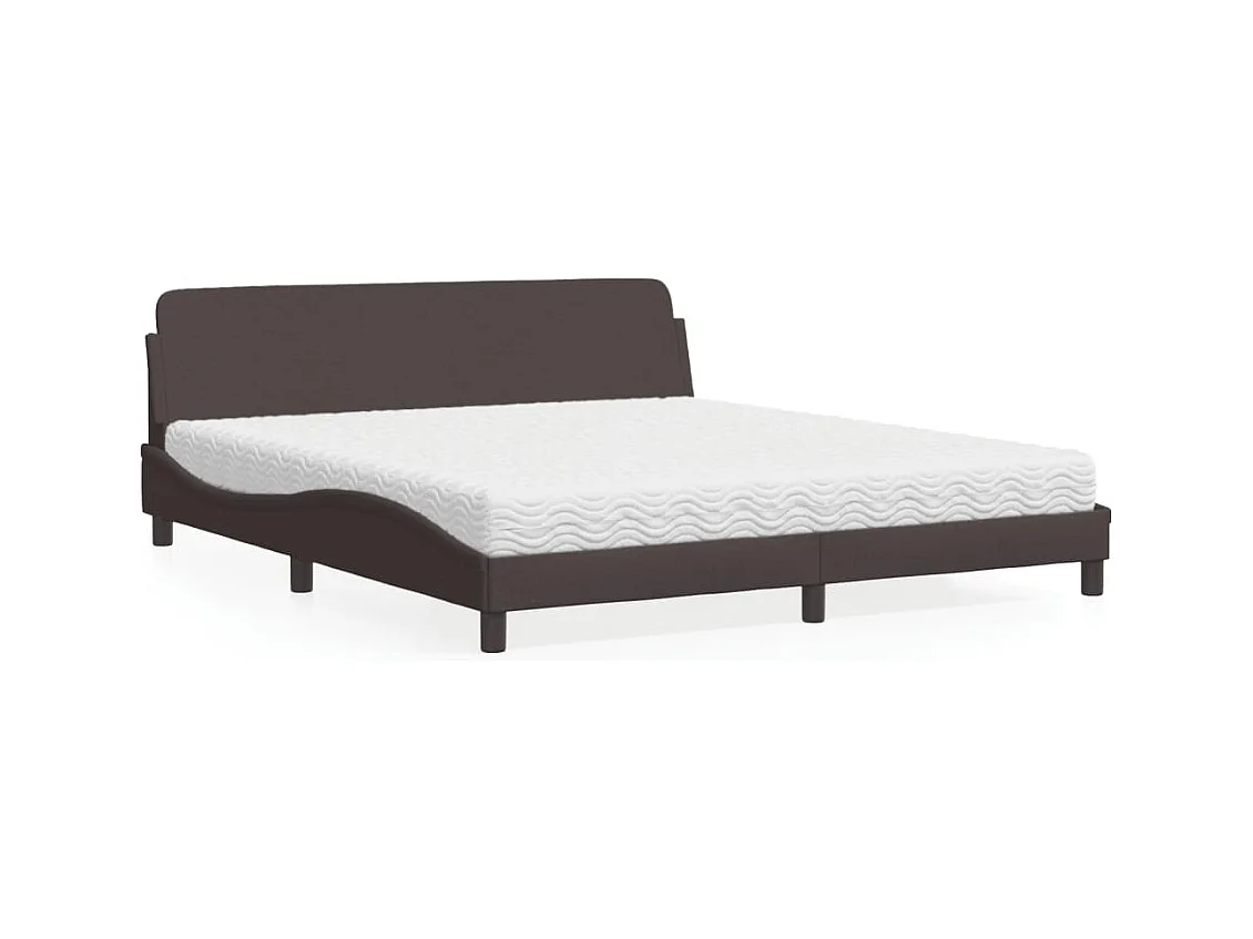Bed met matras "Dover" stof donkerbruin 180x200 cm