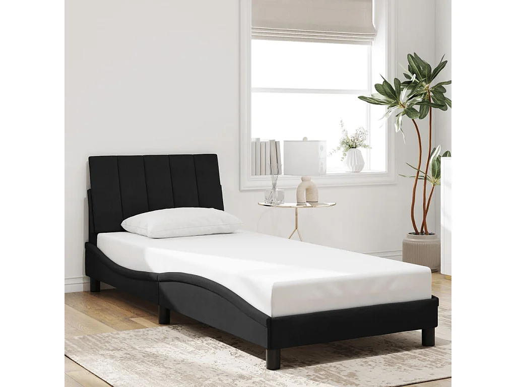 Bettgestell mit LED ohne Matratze "Hanko" Schwarz 90x200 cm Samt