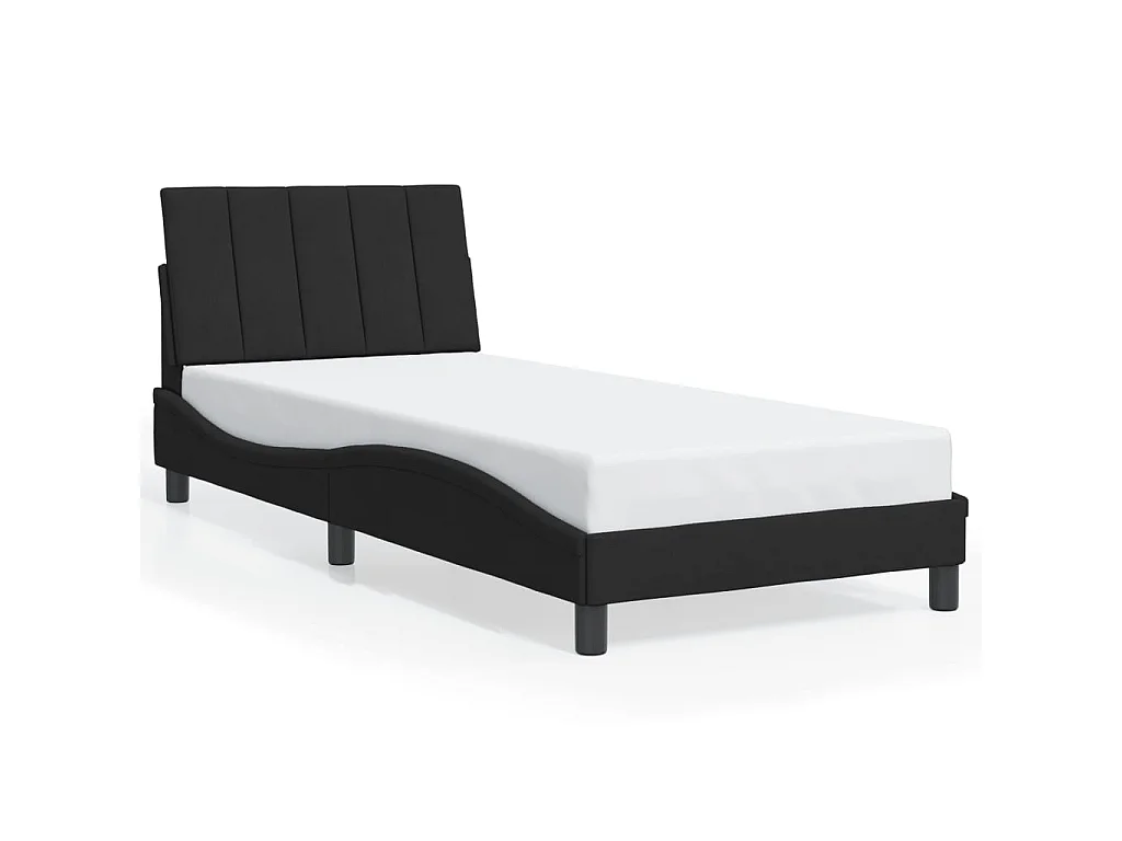 Bettgestell mit LED ohne Matratze "Hanko" Schwarz 90x200 cm Samt