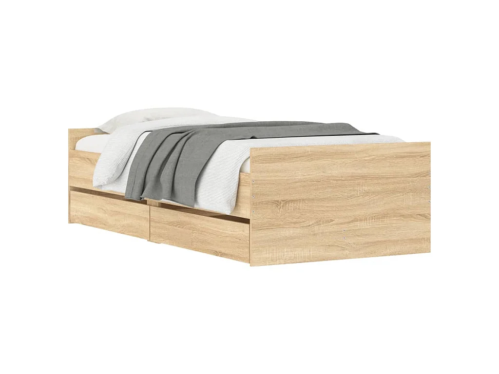 Cadre de lit sans matelas chêne sonoma 75x190 cm