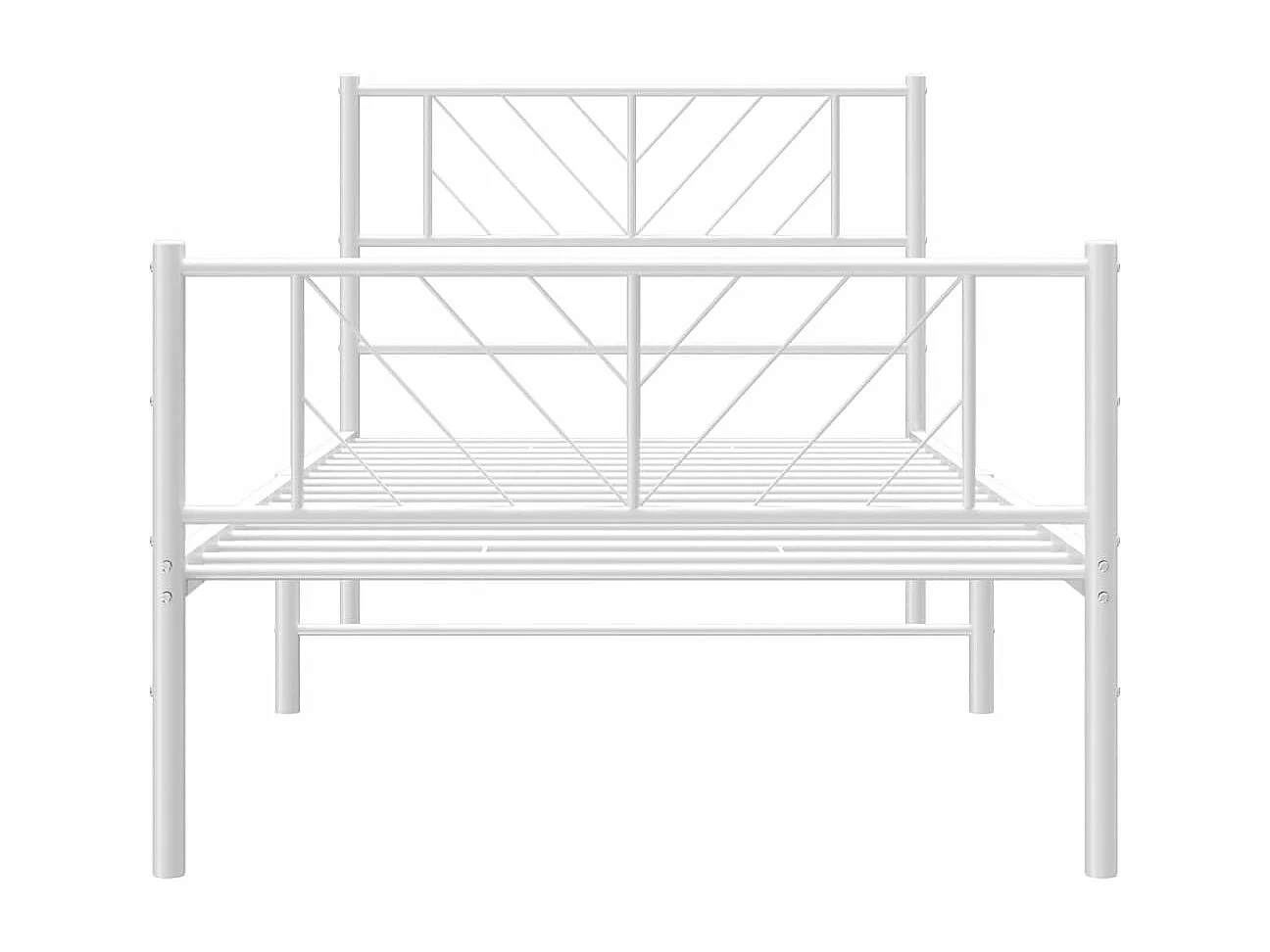 Cadre de lit métal sans matelas avec pied de lit blanc 90x190cm