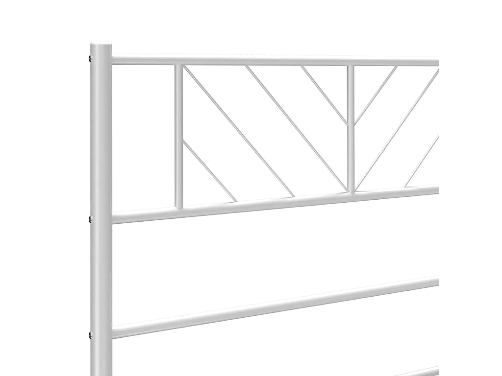 Cadre de lit métal sans matelas avec pied de lit blanc 90x190cm