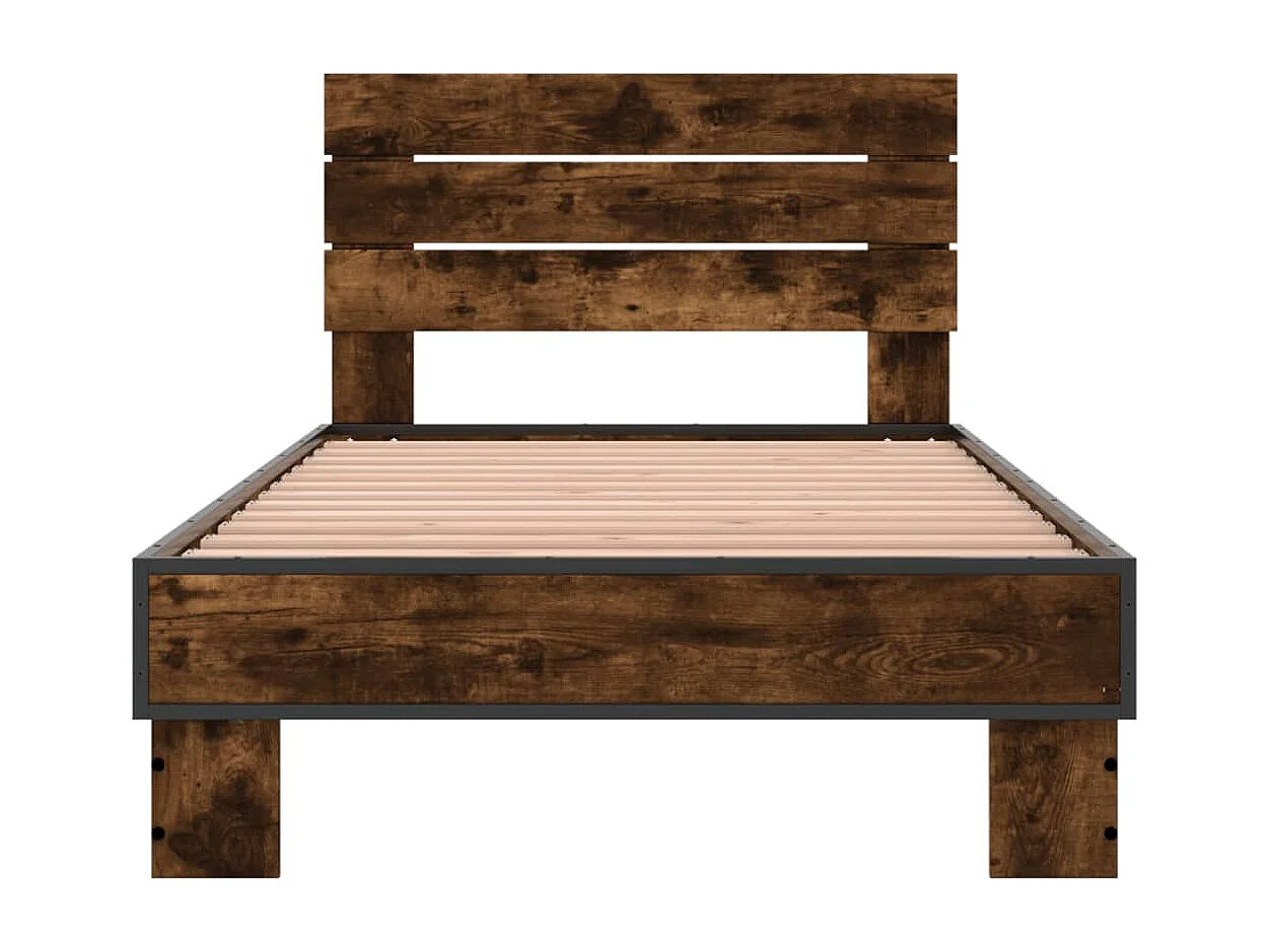 Cadre de lit sans matelas chêne fumé 75x190 cm