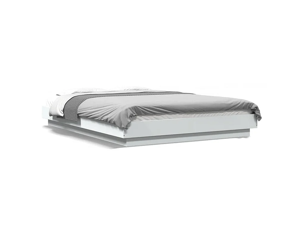Estrutura cama c/ luzes LED 135x190 cm derivados madeira branco