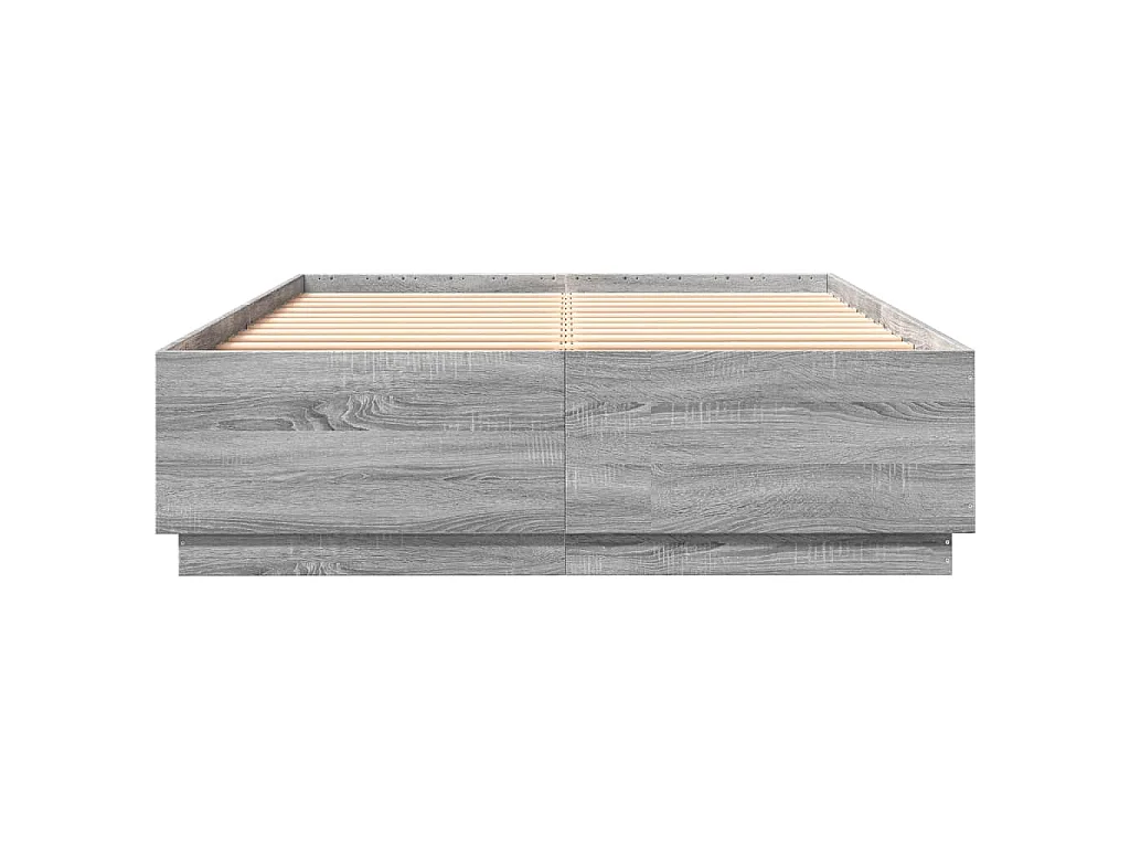 Bettgestell mit LED Grau Sonoma 160x200 cm Holzwerkstoff