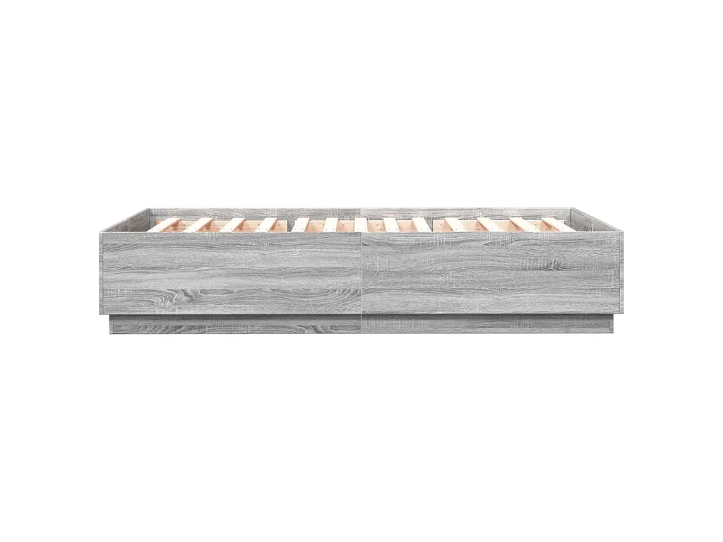 Bettgestell mit LED Grau Sonoma 160x200 cm Holzwerkstoff