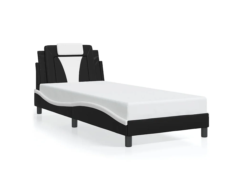 Giroletto Viana con LED senza Materasso Nero e Bianco 90x190 cm