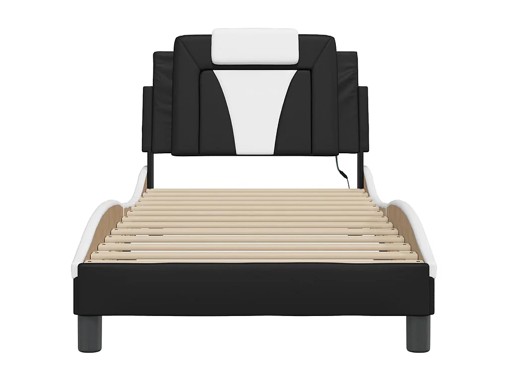 Giroletto Viana con LED senza Materasso Nero e Bianco 90x190 cm
