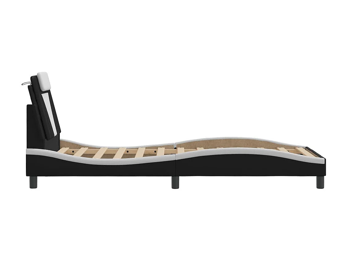 Giroletto Viana con LED senza Materasso Nero e Bianco 90x190 cm