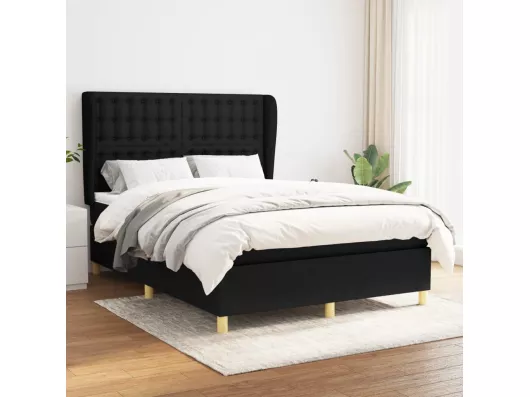 Kauf Unique Boxspringbett mit Matratze Schwarz 140x190 cm Stoff