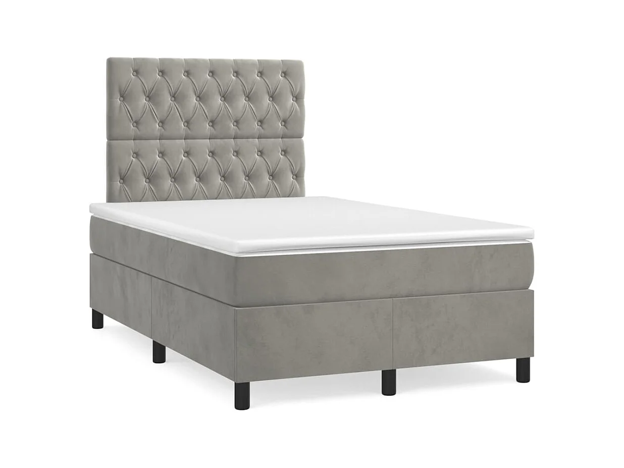 Sommier à lattes de lit avec matelas LED gris clair 120x190 cm