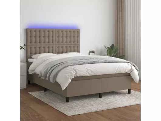 Kauf Unique Boxspringbett mit Matratze & LED Taupe 140x200 cm Stoff