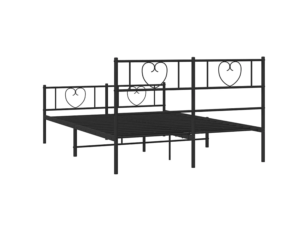 Bettgestell mit Kopf- und Fußteil Metall Schwarz 120x200 cm
