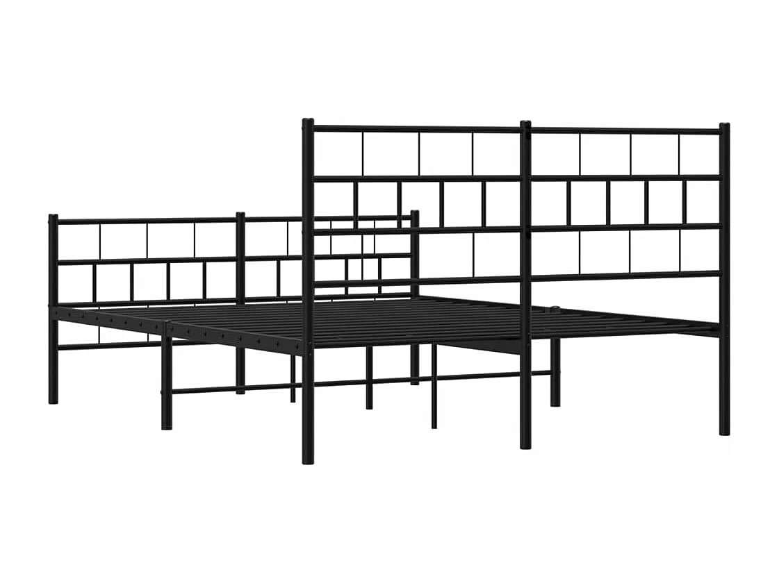 Bettgestell mit Kopf- und Fußteil Metall Schwarz 140x200 cm