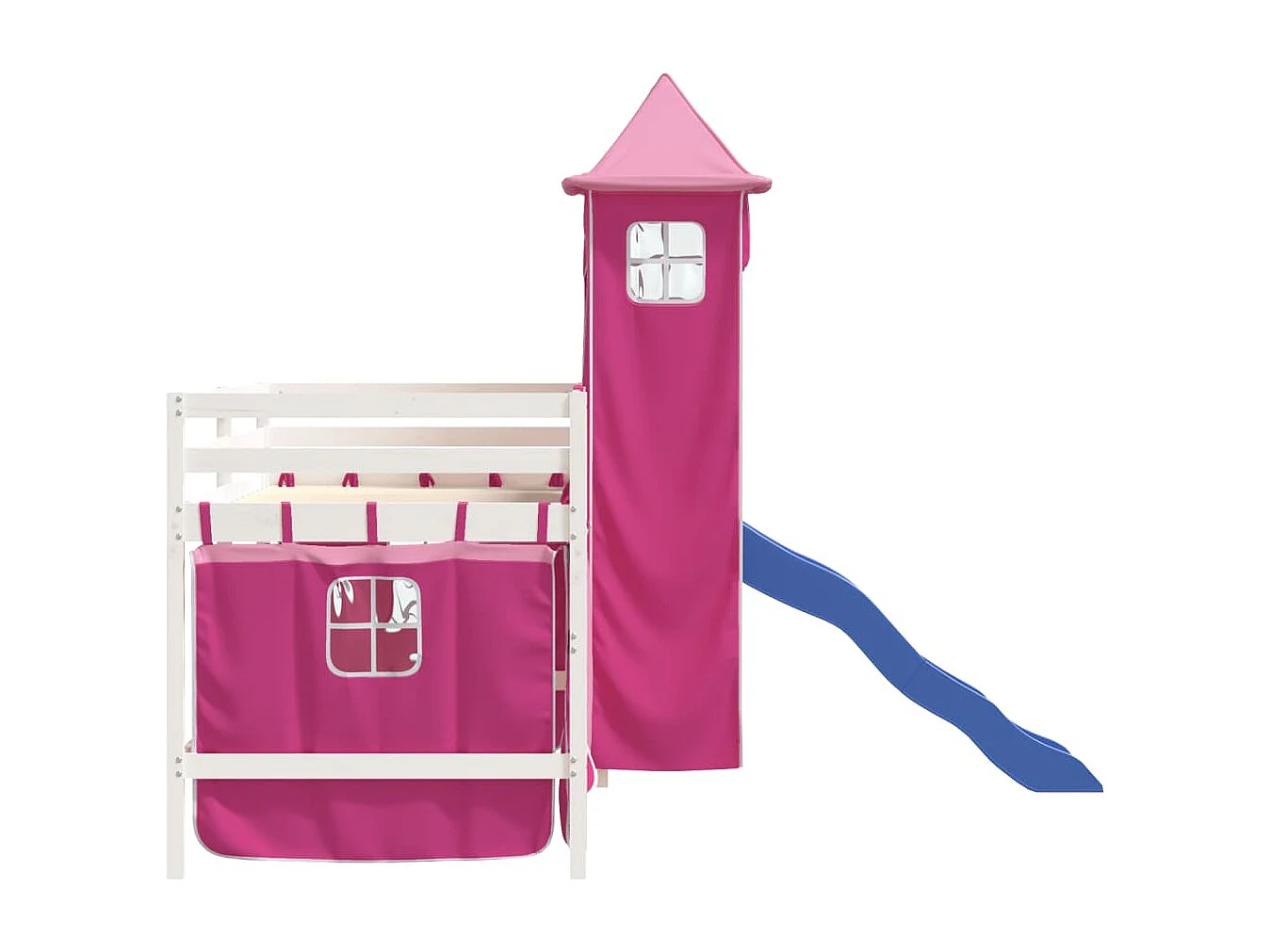 Lit mezzanine enfants avec tour sans matelas rose 90x190 cm